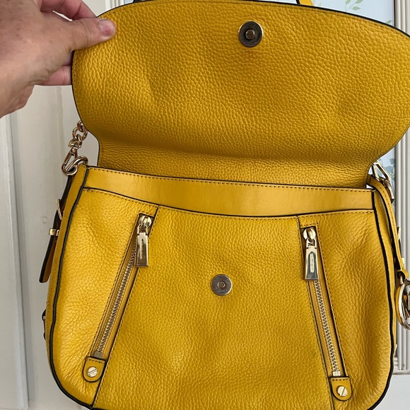 Michael Kors Bright Yellow Pebbled Leather Shoulder Bag - Picture 3 of 15